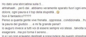 Il commento di Bubi su Facebook