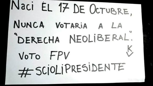 Mensaje que evoca el día de la Lealtad Peronista.