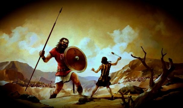 David, segundo rey de Israel, vence a Goliat