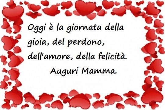 Cornice con cuori festa della mamma.