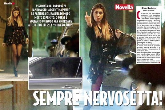 Gossip: il gestaccio di Belen Rodriguez ai paparazzi.
