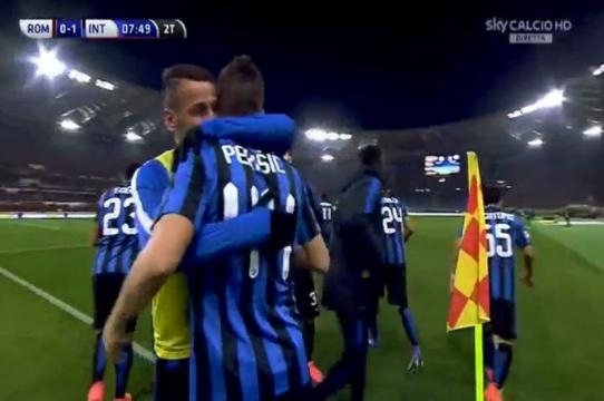 Roma-Inter 0-1: Perisic festeggia il vantaggio