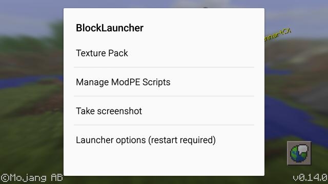 Menù principale di Block Launcher