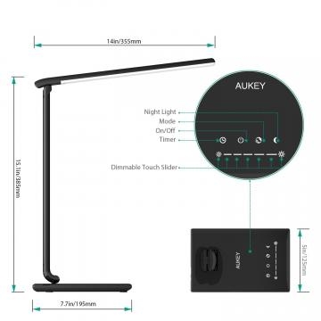 Aukey LT-T10 snodi della lampada e misure
