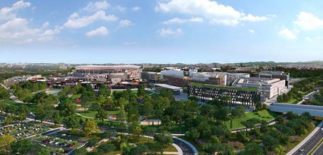 visione completa del quartiere Decima e stadio Roma