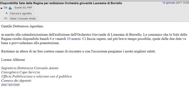 La mail che conferma la partecipazione all'evento