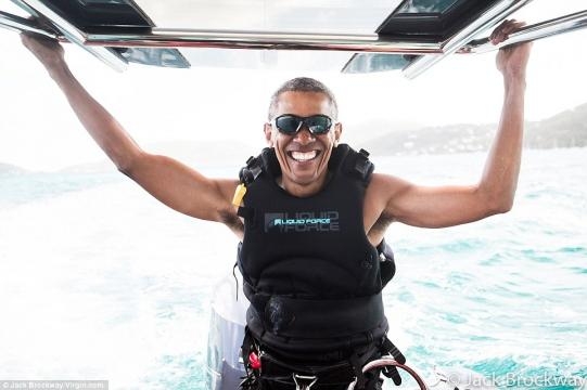Barack Obama kite-surfs with Richard Branson in new photos | Daily ... - dailymail.co.uk