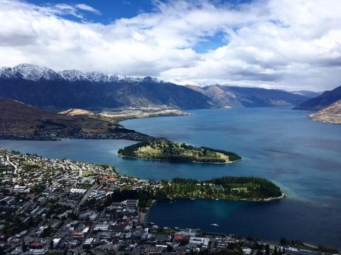 Aerial view of Queenstown, the adventure capital of NZ