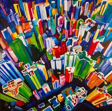 Pako's artwork is heavily inspired by landscapes and cities. / Photo via Pako Campo, used with permission.