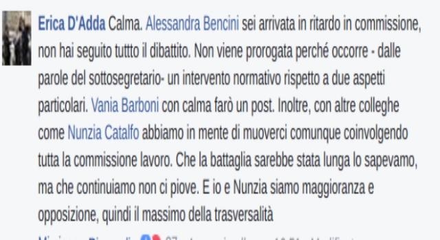Opzione Donna, le dichiarazioni di Erica D'Adda