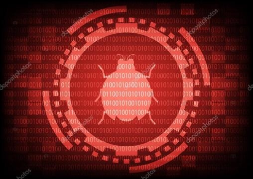 Red of ring and gears with malware bug a computer virus inside o ... - depositphotos.com