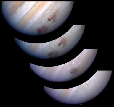 Evolution of 'G' & 'L' fragments after collision with Jupiter. Credit: R. Evans, J. Trauger, H. Hammel and the HST Comet Science Team and NASA