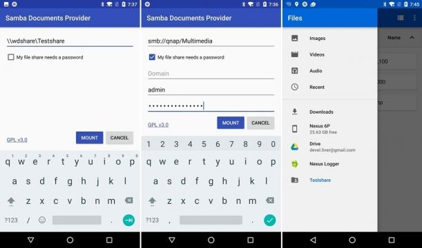 Funcionamiento de la aplicación Android Samba Client