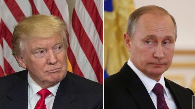 Trump and Putin at their first face-to-face meeting.