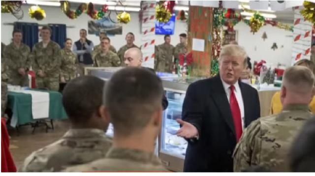 President Donald Trump makes surprise visit to Iraq and Germany. [Image source/TODAY YouTube video]