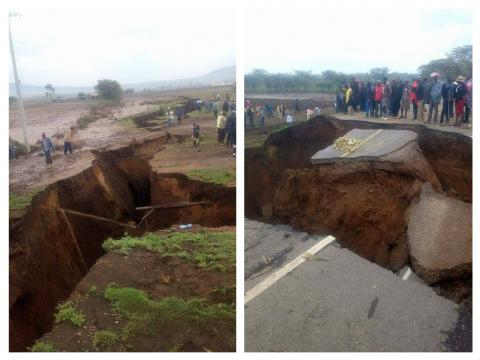 L'enorme faglia apertasi in Kenya.