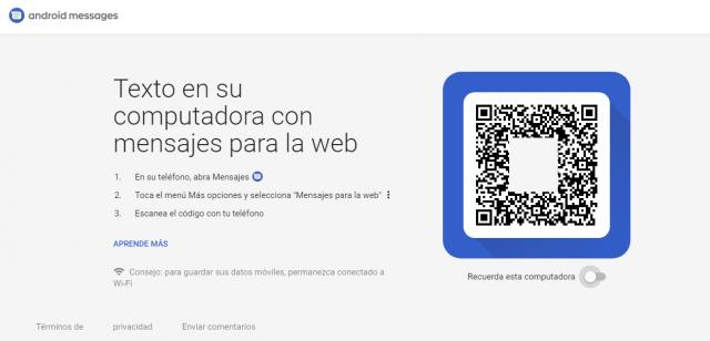 Chat será la nueva apuesta de Google para competir Capture de https://messages.android.com/