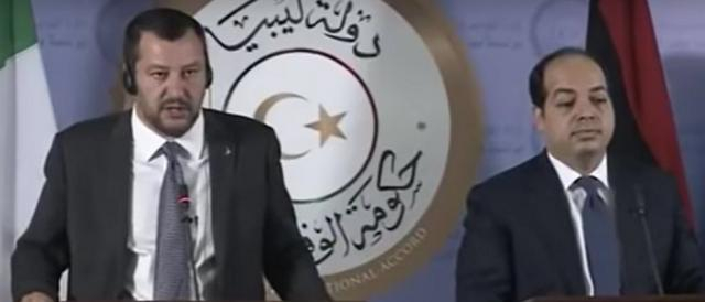 Il ministro Matteo Salvini con il vicepremier libico Ahmed Maitig, nel corso di un recente incontro