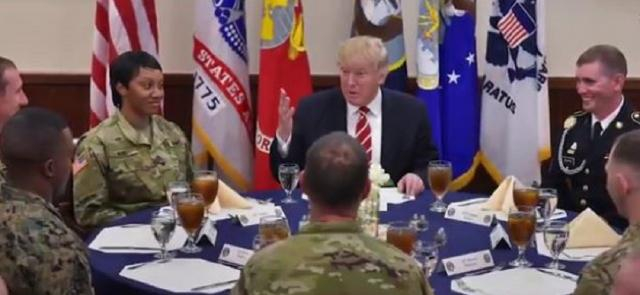 Donald Trump discussing military parade with officers. [Image courtesy – YouTube, Time]