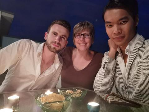 Léo Violet, Fernande Cousin et le mannequin Jérémy Bellet (de gauche à droite).