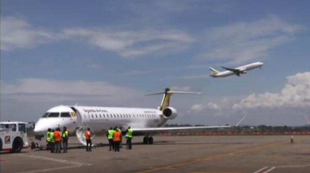 Uganda Airlines kick starts relaunch operations with Kenya trip. [Image source/africanews YouTube video]