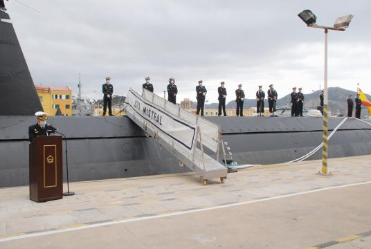 Discurso de despedida al submarino Mistral en su relevo