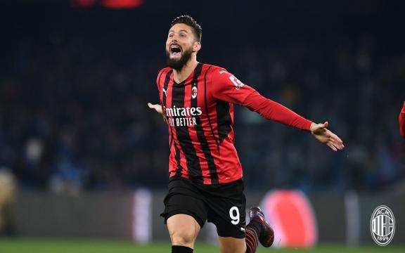 Olivier Giroud match winner di Napoli - Milan. Foto di: acmilan.com