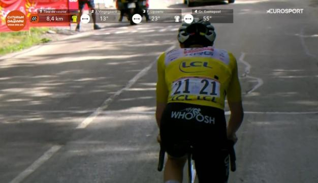 Tadej Pogacar sulla salita di Valmeinier - © Screenshot Eurosport